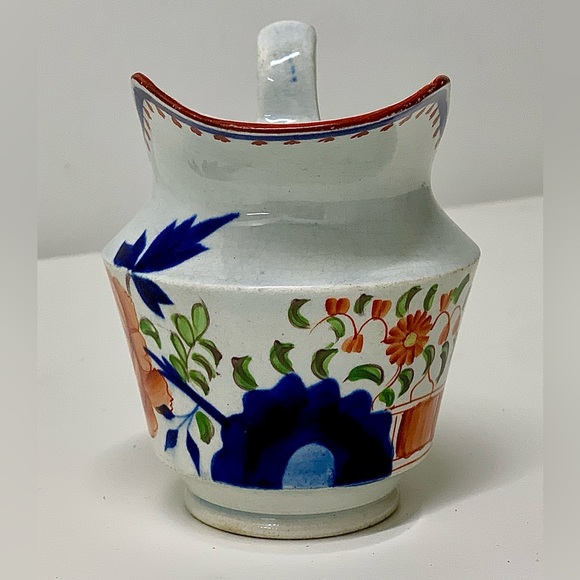 19th Century Antique Gaudy Dutch Double Rose Pattern Hand Painted Creamer Jug - Picture 8 of 16